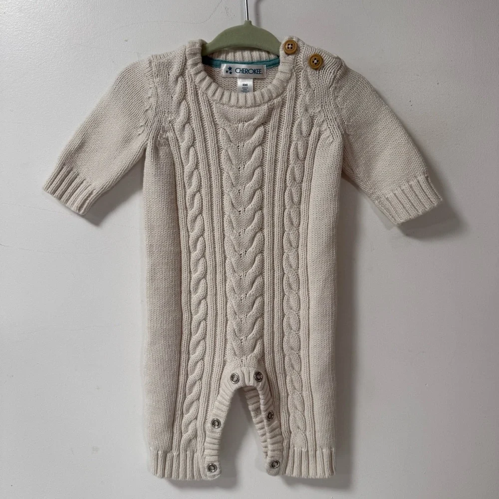 Cream Cable Knit Baby Onesie